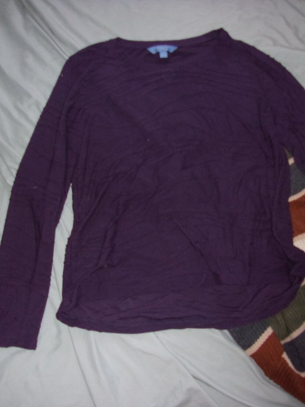 size extra large womans tee t shirt top purple long sleeve